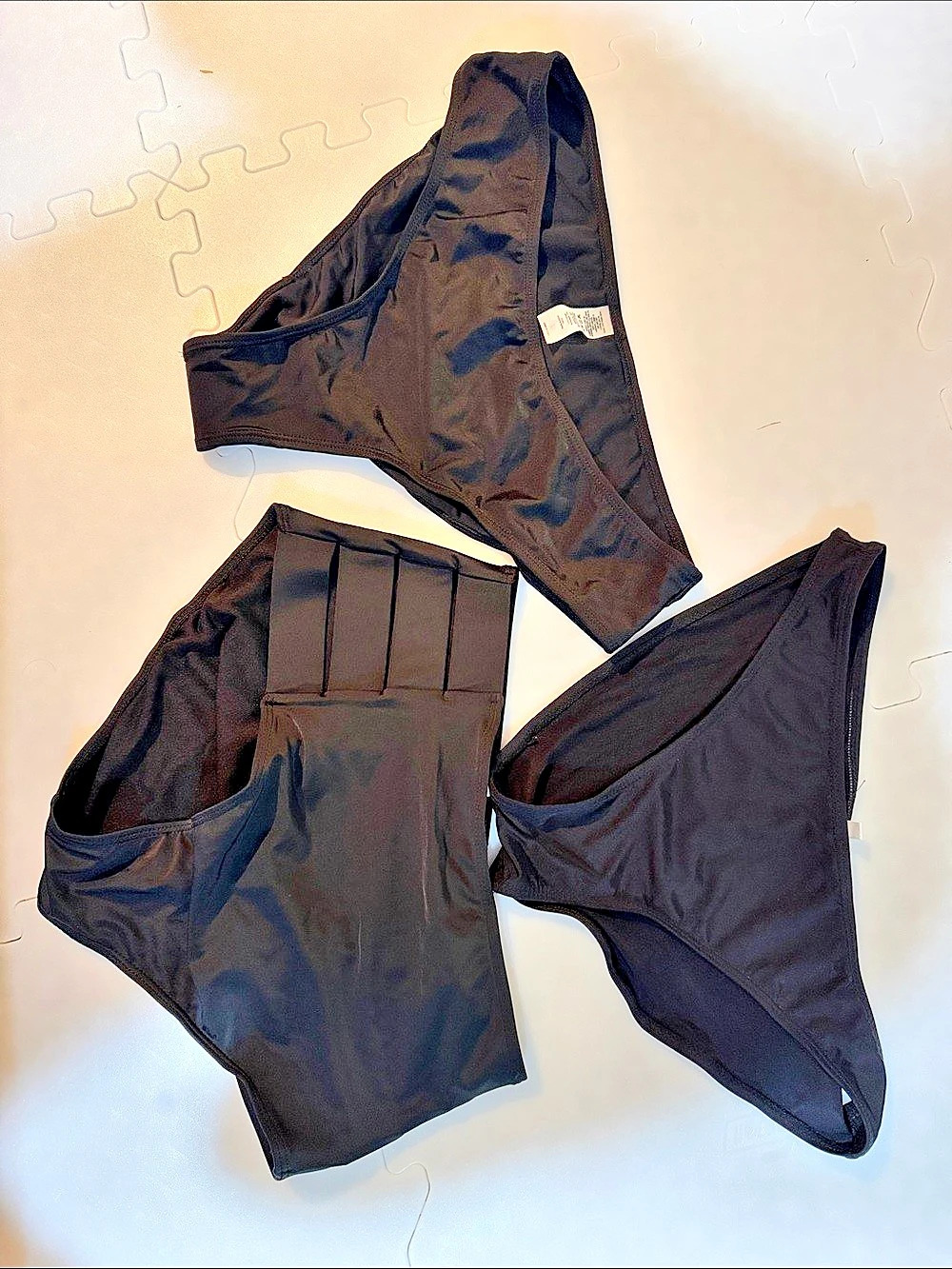 3 Black Bikini bottoms Size XL, L —Like New